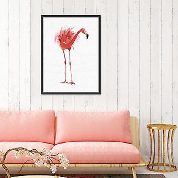 Wekity Flamingo Væghængt Kunstlærred Trykt Poster, Enkel Mode Akvarel Kunsttegning Dekoration til Hjemmet Stue Soveværelse Kontor og Børneværelse (Sæt