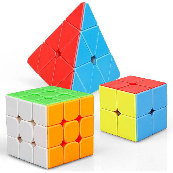 Sett med 3 magiske kuber - Inkluderer 3x3, 2x2 kube, pyramidekube -