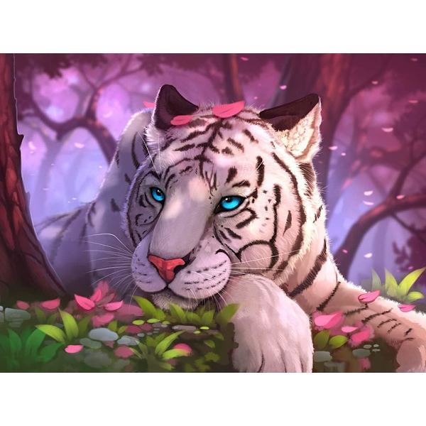 5D Diamantmålningssatser, DIY Tiger Diamantkonstsatser, 30 x 40 cm