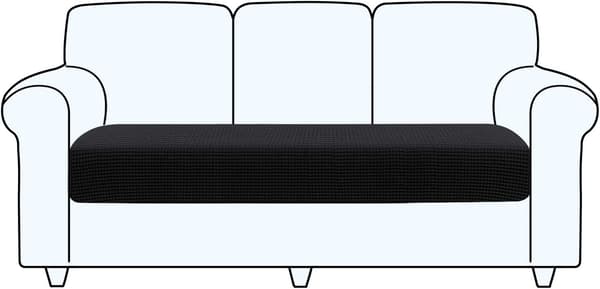 (Svart, 3-seter) Sofa setetrekk, 1-delt sofa putetrekk