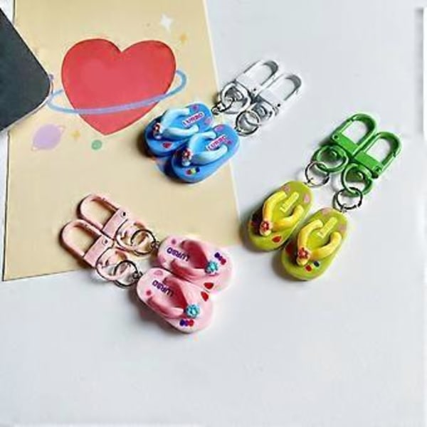 Liten Flip Flop Nøkkelring Stilig Veske Tilbehør for Nøkler og Vesker Laget med Resin Tekstur Mote Nøkkel Tilbehør Gul (Gul)