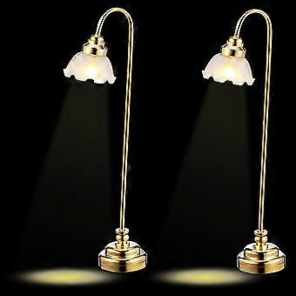 2 stk. Mini Dukkehuslampe Mini Dukkehusbelysning Bordlampe Dekor Dukkehustilbehør