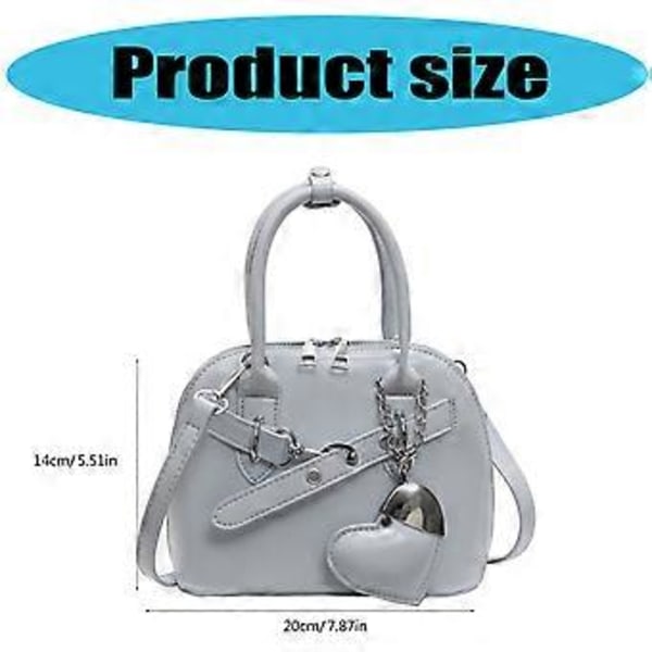 Tyylikäs PU-kuorinen olkalaukku toimistokäyttöön, sydänriipuksella ja säädettävällä hihnalla, crossbody-laukku päivittäisiin tarpeisiin, vaaleansininen (vaaleansininen)