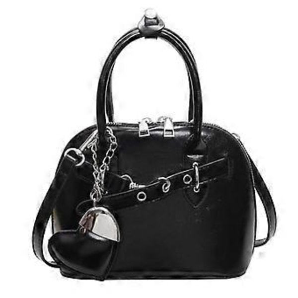 Stilren axelväska PU Läder Crossbody Plånbok Dam Handväska med Hänge Kompakt Satchel För Affärer Casual Tillfälle Svart( Svart)