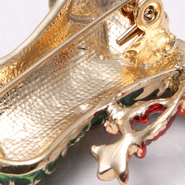 Crystal Vintage Rhinestone Bell Santa Sleigh Boot Brosje Pin Sokk