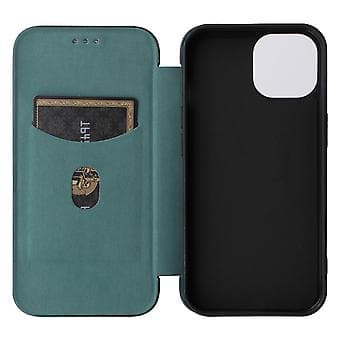 Lærtelefonveske for iPhone 15 Plus (Grønn)