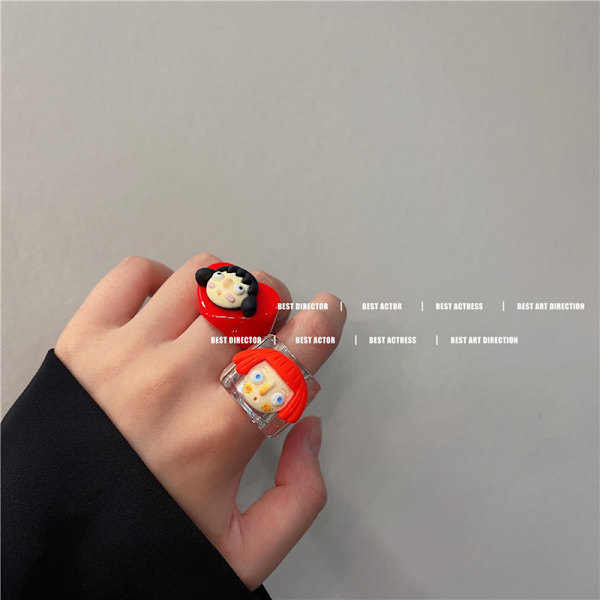 Sødt 3D Akryl Æstetisk Venskab Ringe Finger Ringe Harpiks Pla