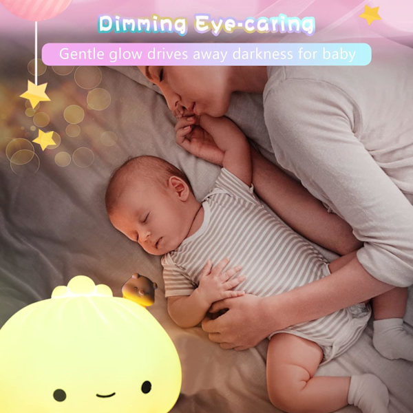Dumpling Nattlampa för Barn, Söt Färgväxlande Silikon