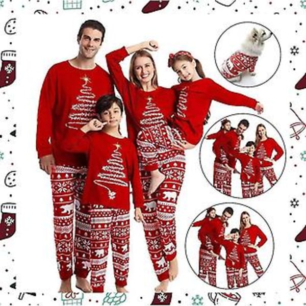Julpyjamas Xmas Pjs Set Familjematchande Festkläder Nattkläder Outfits (Barn - 10T)