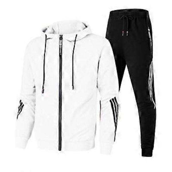 Muodikas miesten hupullinen collegepaita + urheiluhousut syksyyn ja talveen, rento lenkkeilypuku (XL laivastonsininen)