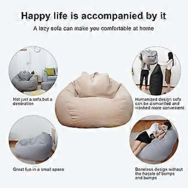 Uusi Täyttämätön Suuri Säkkituoli Sohvan Päällinen Sisätiloihin, Lepotuoli Aikuisille Lapsille, Lazy Lounger 50% Tarjous (L Sininen)