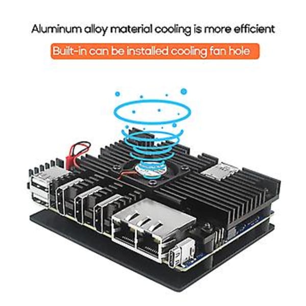 Svart Skyddsfodral/Låda/Kapsling för Orange Pi 5 Plus Metallskal