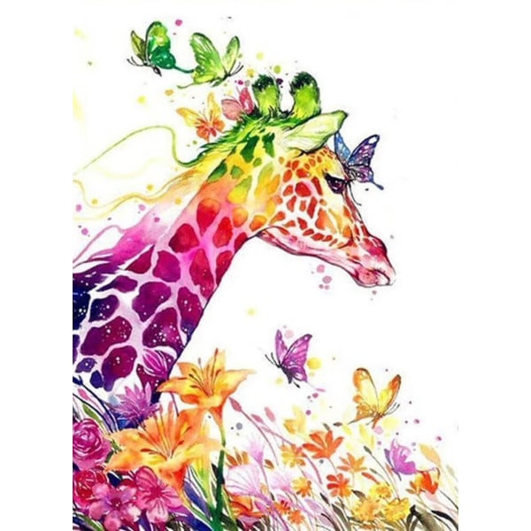 30 x 40 cm, färgglad giraff Diamond Painting Broderie Diamant Pe