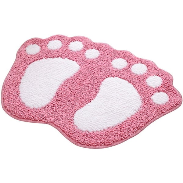 Skridsikker absorberende bademåtte, stort fødder design, polyester, pink
