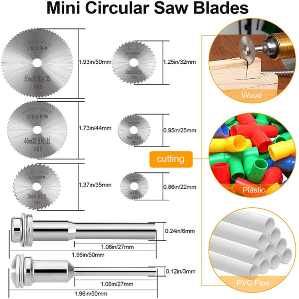 Mini diamantskæreskive og mini HSS cirkelsavklinge og mini Re