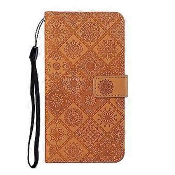 Etnisk Stil PU-etui til Motorola Moto E14 (Brun)