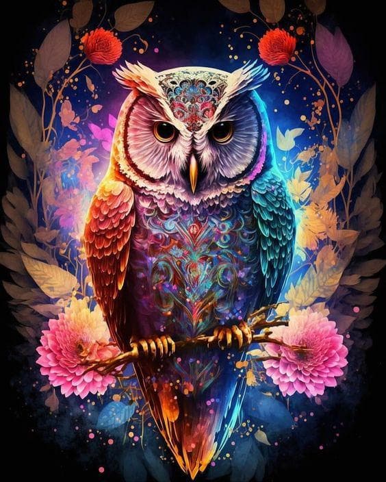 30x40cm 5D DIY Diamantmaleri Full, Série Hibou#K, DIY Diamant Rh