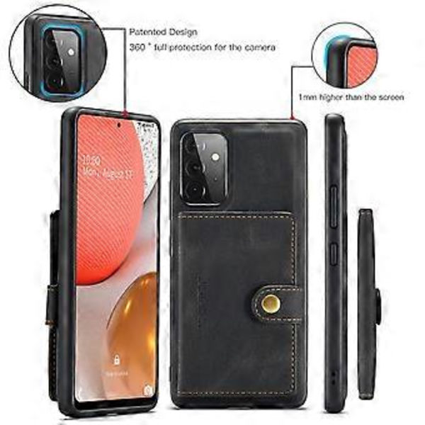 Retro Magneettinen Irrotettava Kotelo Samsung Galaxy A72 5G:lle (Musta)