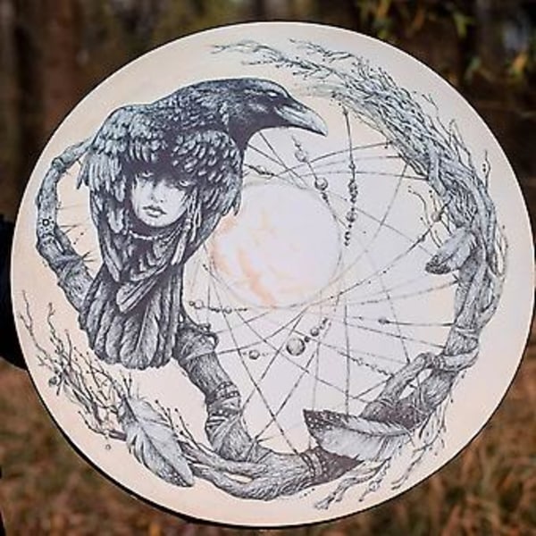 Gudinna Shamantrumma Livets Träd Sibirisk Trumma Andemusik Handgjord Shamantrumma (Vit)