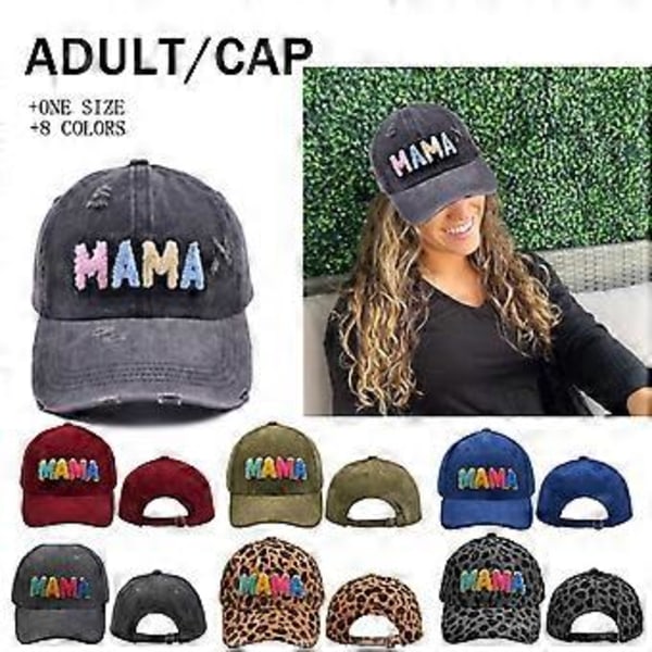 Baseballkasket til kvinder Mama Mom 3D Patch Broderet Justerbar Snapback Trucker Hat (blå)