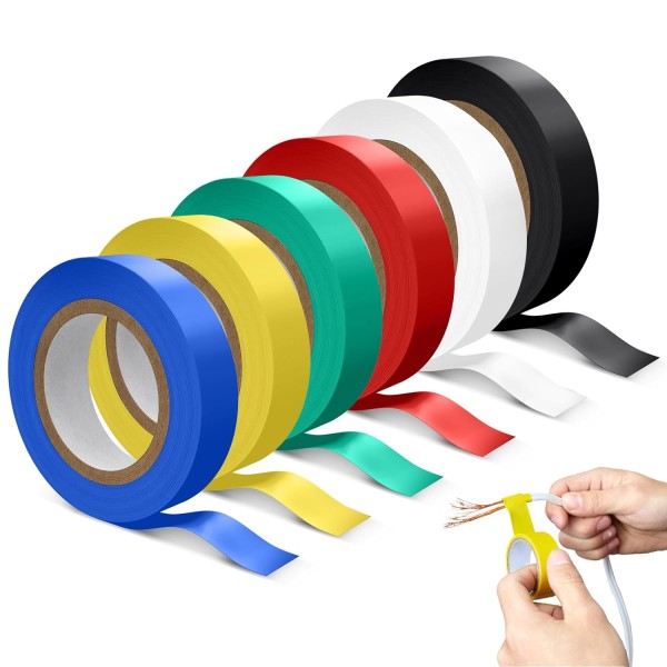 6-pak blandede farver elektrisk isolering klæbende tape, 16 mm × 15 m, i alt 90 meter