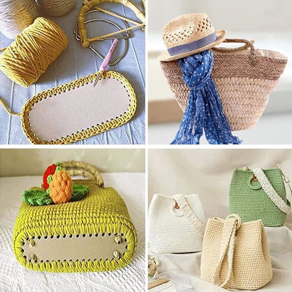 6 Stykker Taskebund (30x10cm), Hæklet Taskebund, PU Læder