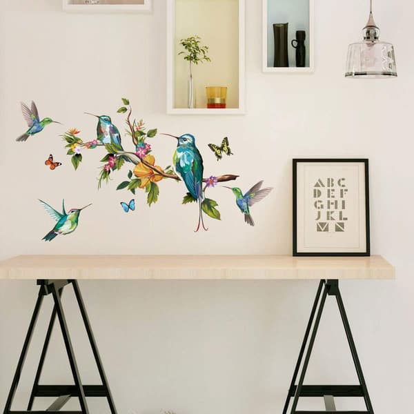 Blomväggdekaler Kolibri Väggdekaler, DIY Avtagbar Vatten