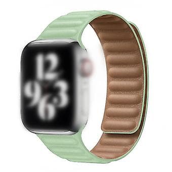 38/40/42/44 mm læderrem til iWatch Series 7 6 5 4 SE (grøn)