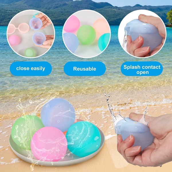 50 st återanvändbara vattenbollar（5cm）, vattenballonger i silikon, vattenbombballonger, färgglada vattenballonger S