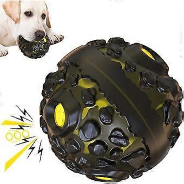 Hundleksak för Aggressiva Tuggare Uttråkade Rena Tänder Gummi & ABS Dubbla Lager Tålig Pipande Hundleksak Interaktiv Hundboll för Mellanstora Stora Hundar