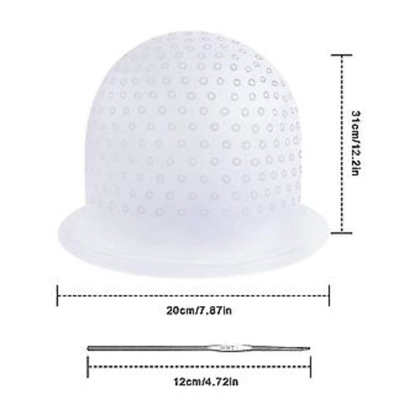 Silikon Hightlight Cap Set Färga Hår Återanvändbar Salong Färgningsverktyg (Vit)