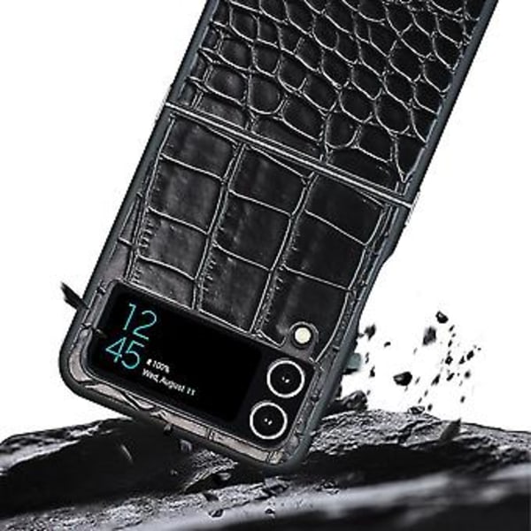 Krokotiilikuvioinen kotelo Samsung Galaxy Z Flip 4:lle, PU-nahka + kova PC-kehys iskunkestävä suojus