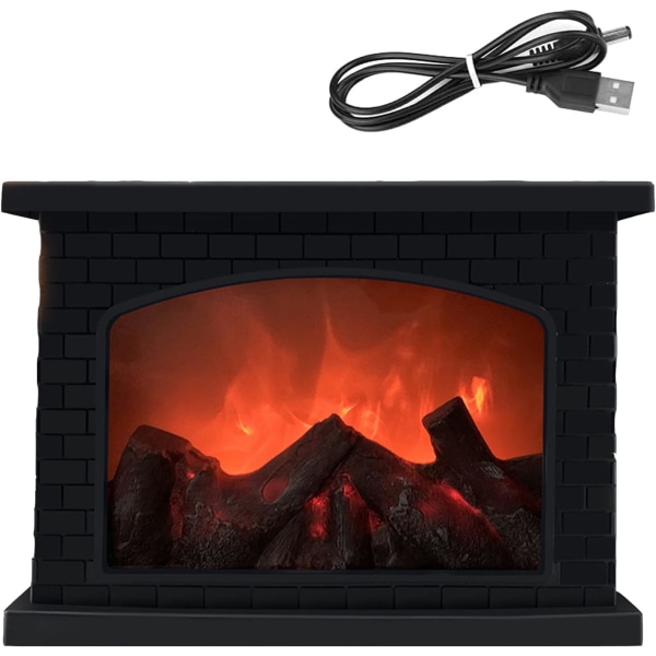 Falsk pejs lanterne, flamme log pejs effekt lanterne af USB flammefri simuleringslys Retro