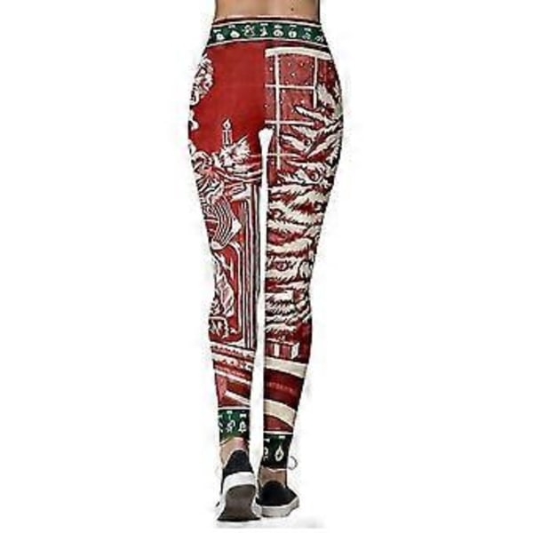 hmwy-joulu naisten leggingsit jooga kuntoilu kuntosali joustavat housut (S Punainen)