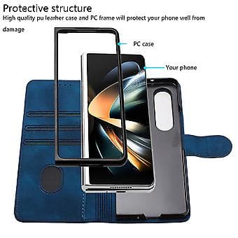 Elefant-præget PU-etui til Samsung Galaxy Z Fold5 5G (Kongeblå)