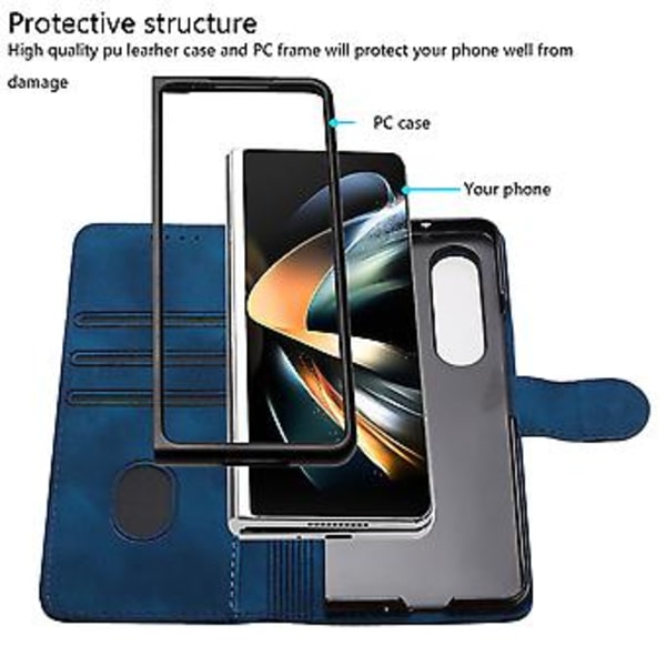 Elefantpräglad PU-fodral för Samsung Galaxy Z Fold5 5G (Kungblå)