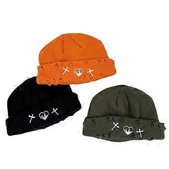 Koreansk Version Trasig Hål Hatt Mode Stickad Yllehatt Vinter Street Hip Hop Hål Mössor Unisex Basic Keps Enkelhet Beige (Beige)