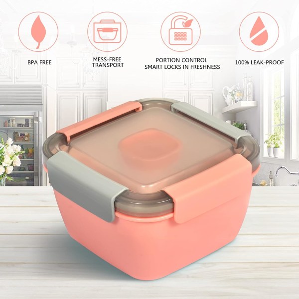 Salladslunchbehållare To Go, Läcksäker Bento Lunchbox med Smar