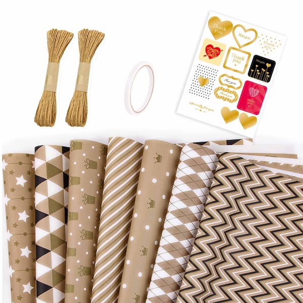 4 st brun presentpapper, presentpapper födelsedagar, G