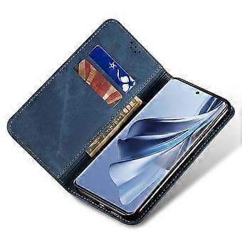För Samsung Galaxy S23 FE Jeans Tyg Textur Plånboksfodral PU Läder Stativ Telefonfodral (Stil B)