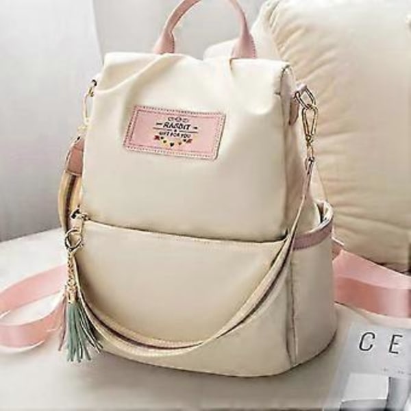 Dam Tofs Ryggsäck För Damer Rucksack Dagväska Axelväska Handväska Casual Rese College Väska Gåvor Flerfärgad Valfri (Beige)