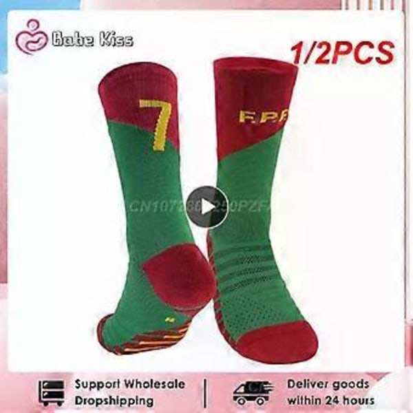 1/2 KPL Maajoukkue Ammattilaislasten Nuorten Jalkapallo Sukat Messi Ronaldo Jalkapallo Sukka Lapset Yli Polven Pitkät Hengittävät (Tyyli L 2kpl)