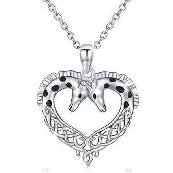 Heste Sterling Sølv Hjerte Halskæde til Kvinder Hestevedhæng Cubic Zirconia Halskæde med Kæde 18\" til Kvinder Piger