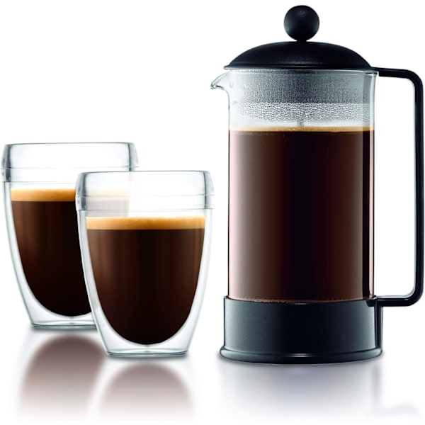 Fransk press kaffebryggare - 3 koppar - 0,35 L - Svart