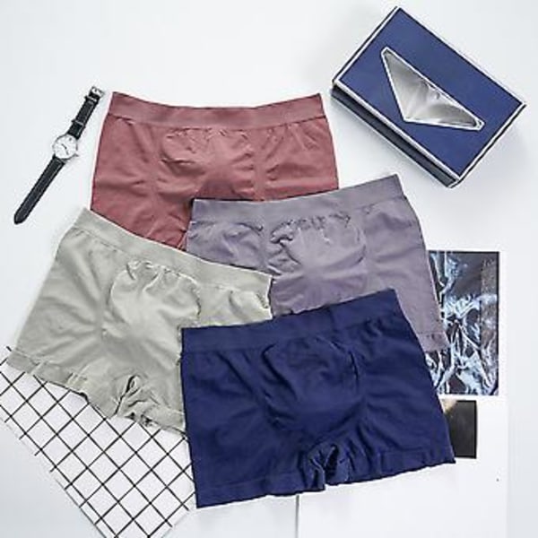 Män Boxers Elastisk Solid Färg Midja Andningsbar U Konvex Antiseptisk Underkläder Bulge Pouch Män Underbyxor Inner Wear Kläder (Marinblå)