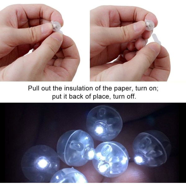 50 ST Ball Mini Rund LED-ballongljus, för papperslyktaballo