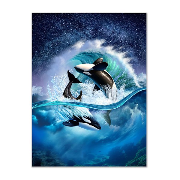 30 x 40 cm, delfin diamantmålning diamantbroderi målning