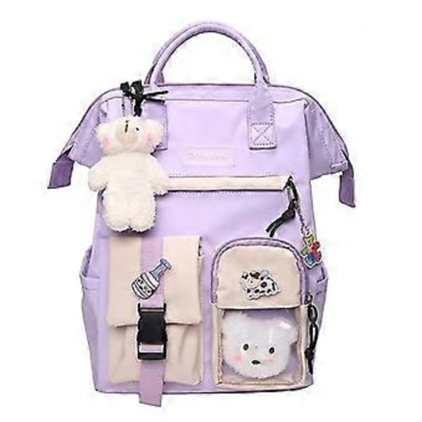 Kawaii ryggsäck med söta tillbehör Kawaii pin stor kapacitet flick skolväska ryggsäck med flera