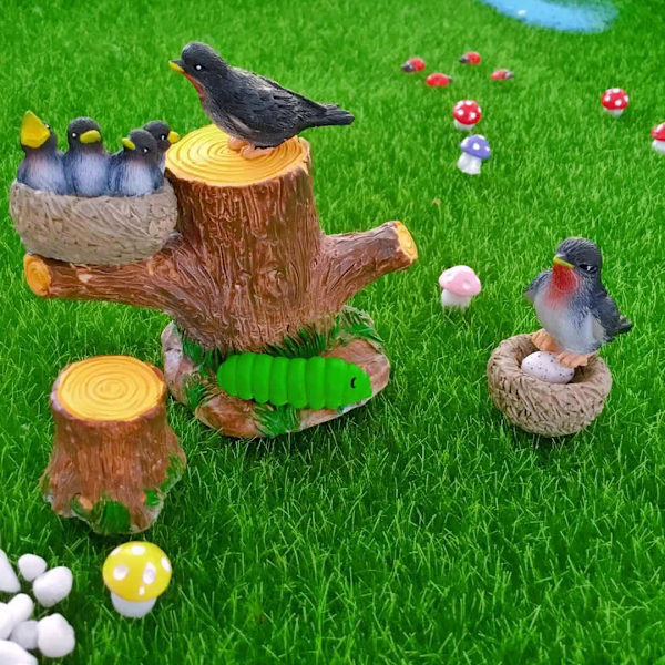 Håndlaget fuglerede Kunstig rede med egg Dekorativ fuglerede