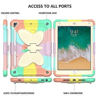 PC + Silikonetui til iPad 9.7 2018 & 2017 / Pro 9.7 tommer (Farverig Rosenguld)